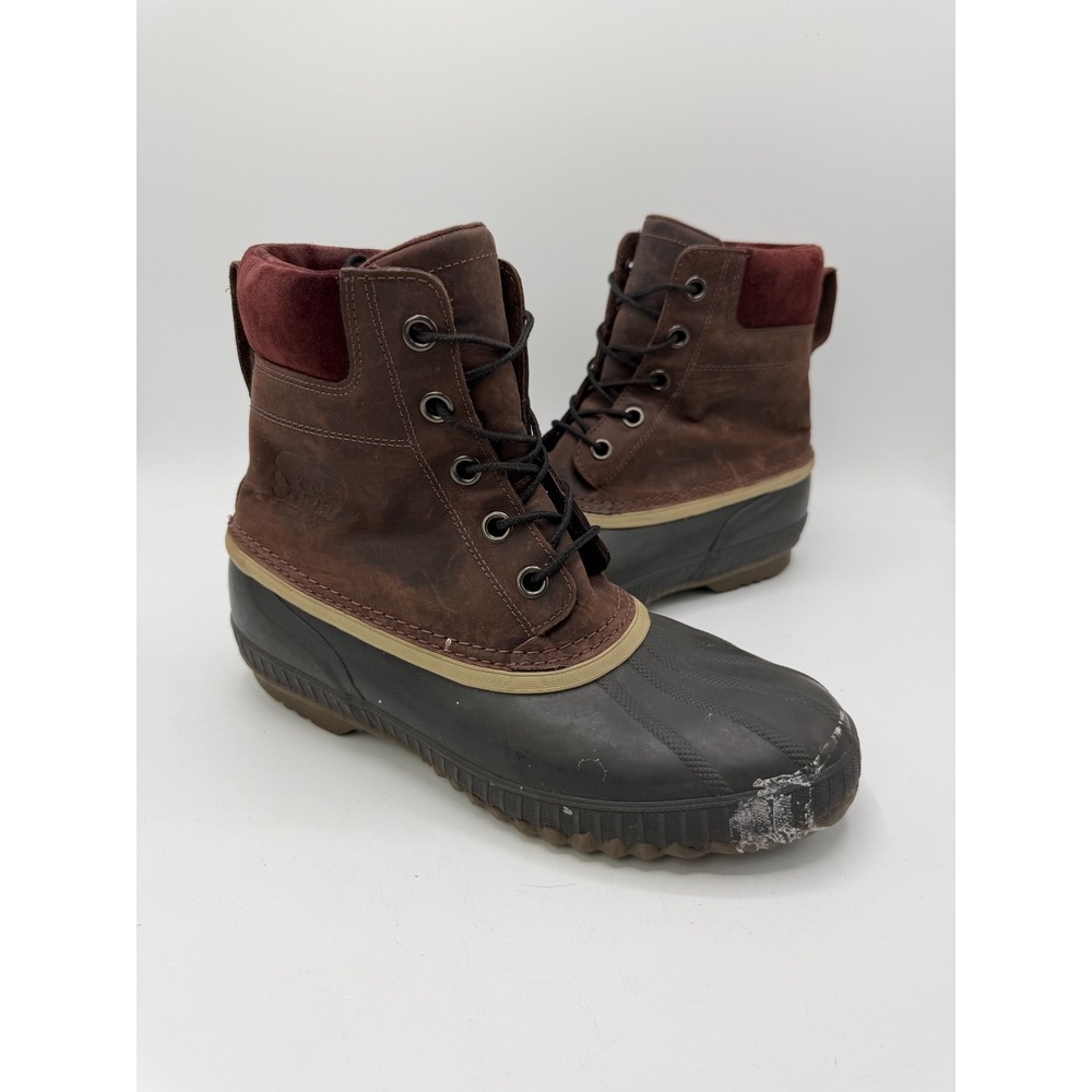 Sorel Cheyanne Lace Full Grain Duck Boots Madder Brown NM1704-259 Mens Size 10